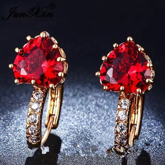 18k Rose Gold Vermiel & Swarovski Crystal Earrings - Picture 2 of 3